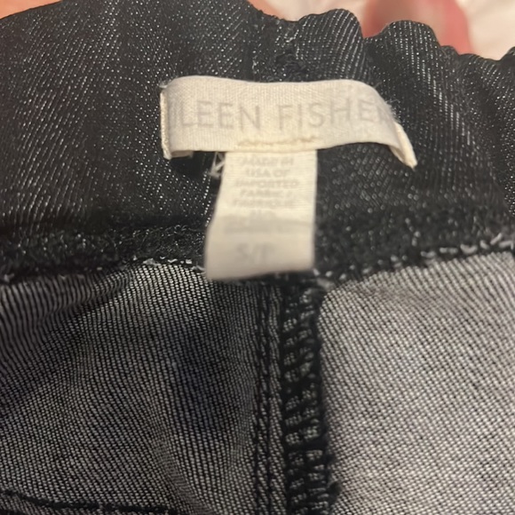 EILEEN FISHER BLACK JEANS PULL ON ELASTIC WAIST COTTON JEGGINGS LEGGINGS S PANTS - Picture 4 of 4